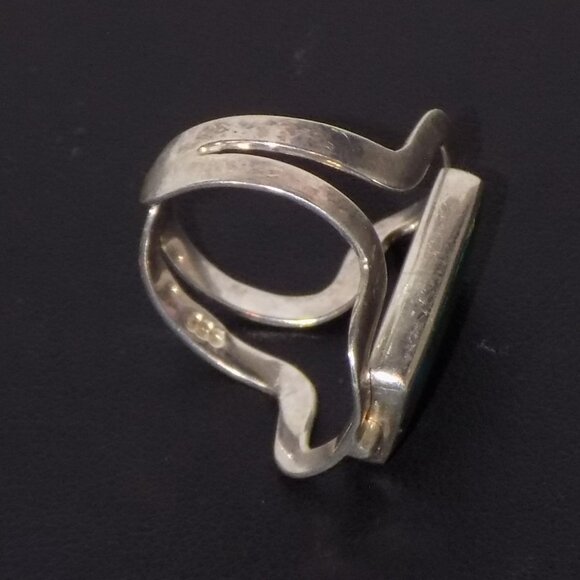 Vintage 950 Silver Reversible Turquoise & Abalone Rotating Cuff Ring 7.5 to 9.5 - Picture 5 of 7